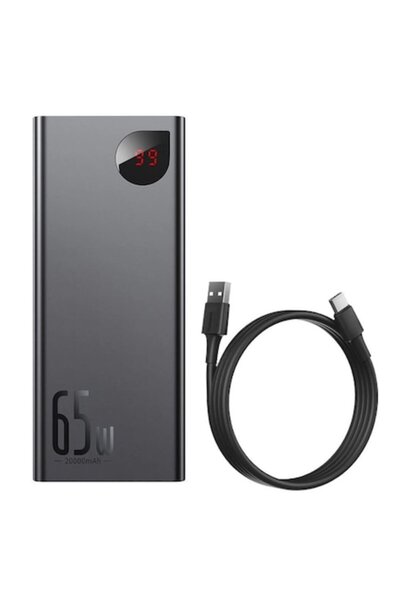 Baseus External Battery 2x USB, Type-C, Micro-USB, Fast Charging, 65W, 20000mAh + Type-C Cable, Adam