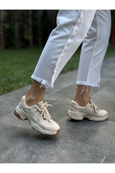 DİVA Κρεμ Κροκό Κορδόνια Γυναικεία Casual Αθλητικά