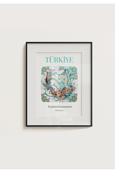 POSTER TÜRKİYE Manzaralı Çini karo Görünümlü Çerçevesiz