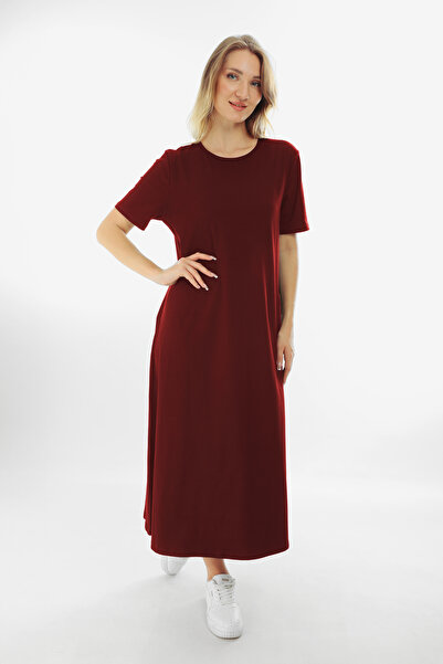 Almila Κοντομάνικο Maxi Χτενισμένο Βαμβακερό Φόρεμα 2029 - Μακρύ Χτενισμένο Βαμβακερό Φόρεμα