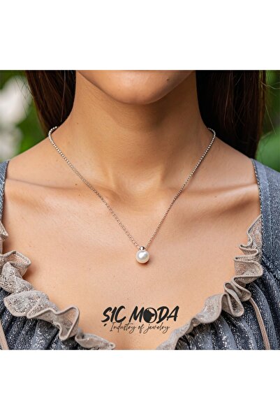 SIC MODA Colier din Argint 925, Minimalist cu perla, 6096