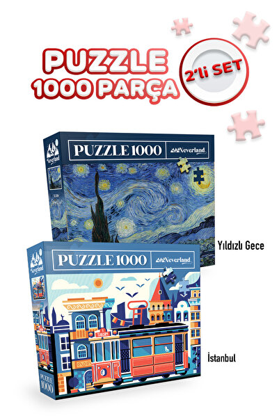 Neverland 2 ADET 1000 PARÇA PUZZLE- YILDIZLI GECE VE ISTANBUL