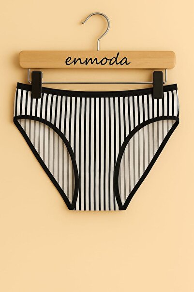 enmodaiçgiyim Set de 6 chiloți pentru femei, din bumbac, cu dungi de culori mixte, elastici, confortabili – respirabili, colorați, potriviti pentru mărimea M/L