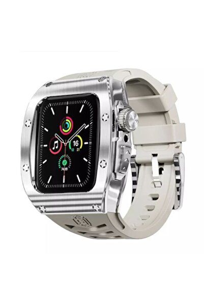 Stef's Cat Husa pentru Apple Watch 7/8/9 45mm + Curea, U65, Policarbonat, Silver