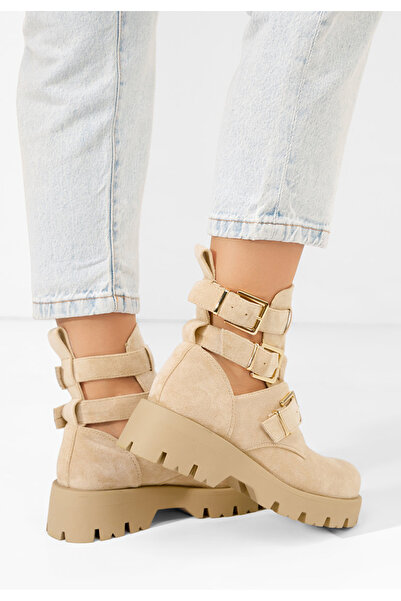 B T Shoes Γυναικεία μποτάκια Audrie μπεζ