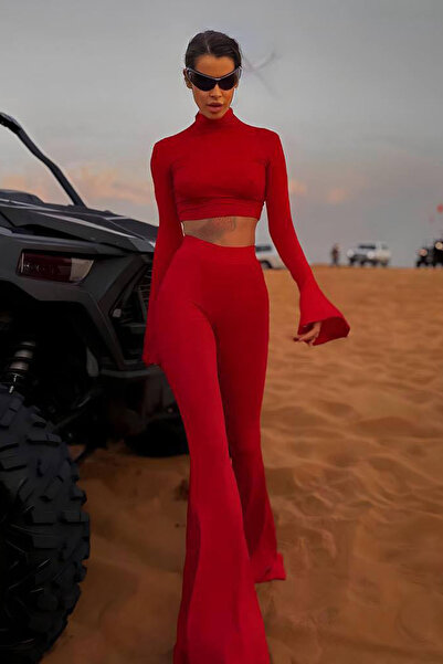 Neşeli Butik Women's Fisherman Crop Spanish Leg Pants Two-Piece Set Nbdf166