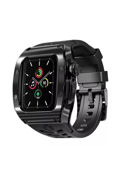 Stef's Cat Husa pentru Apple Watch 7/8/9 45mm + Curea, U74, Policarbonat, Black