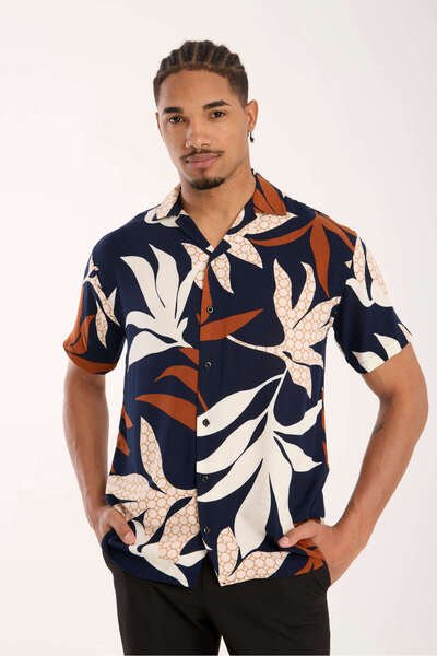 İLKCET MODA Ανδρικό πουκάμισο oversize με έθνικ σχέδιο