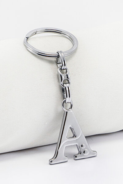 biuti حلقة مفاتيح معدنية فضية اللون على شكل حرف A / زينة حقيبة على شكل حرف