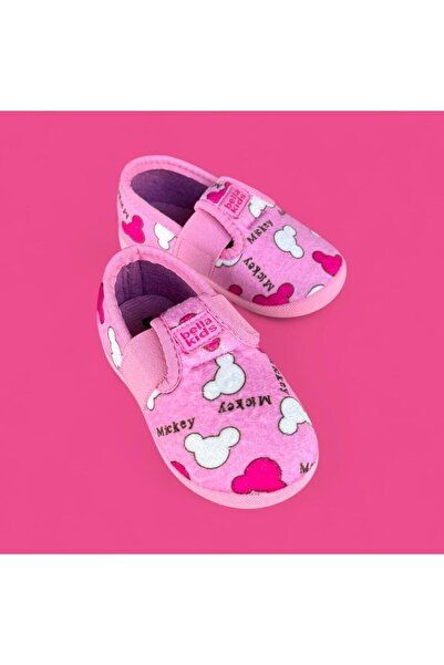 AkınalBella akınal kız bebek pembe baskılı kaydırmaz taban ev ayakkabısı panduf
