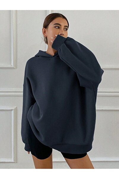 MOONBULL Hanorac de damă cu glugă, fără buzunare, cu mânecă lungă, de iarnă