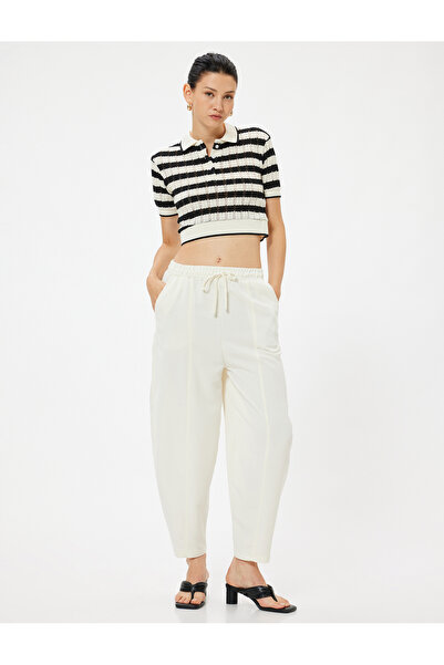 Koton Carrot Trousers Lace-up Waist Regular Waist Pocket Detailed Modal