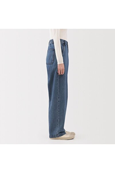 Muji Kapok Blended Denim Wide Tapered Pants