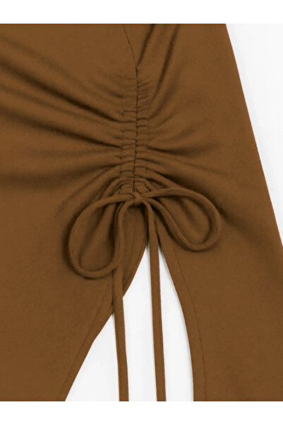 MOONBULL Women's Asymmetrical Cut Side Gathered Winter Long Spanish Sleeve Blouse