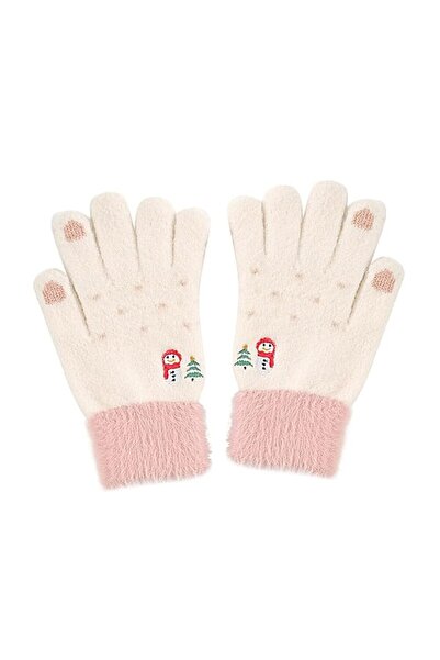 Stef's Cat Mănuși de damă, 21 cm, albe/roz,