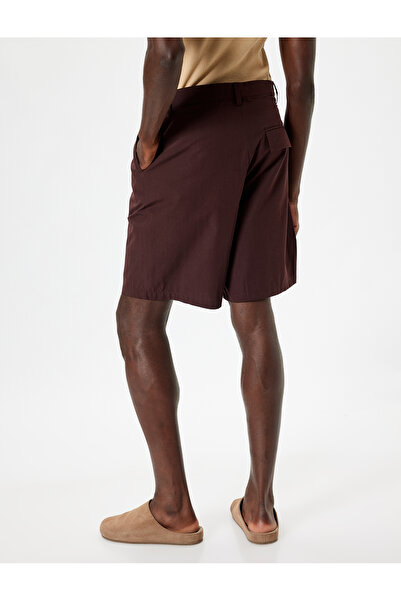 Koton Fabric Shorts Oversized Pleated Chino Buttoned Pocket Detail