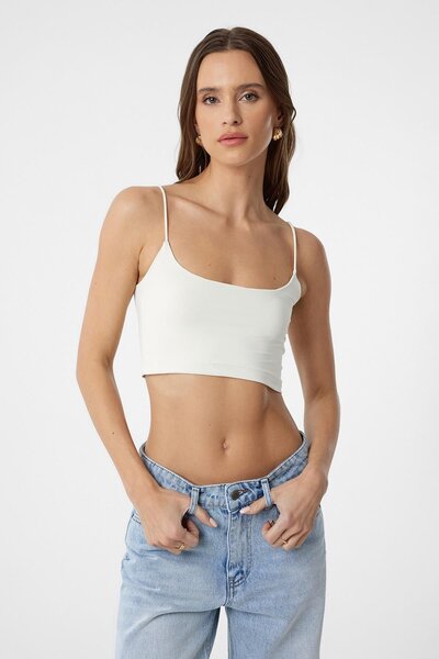 Antioch Ecru Basic Women's Strap Top
