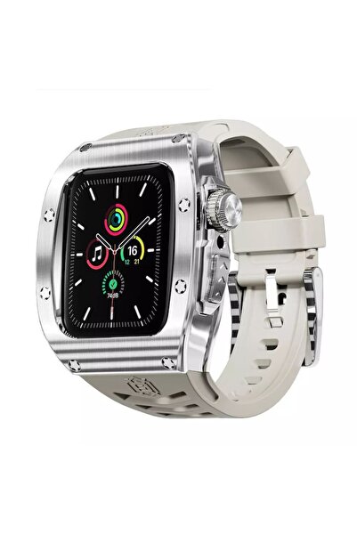 Stef's Cat Husa pentru Apple Watch 7/8/9 45mm + Curea, U65, Policarbonat, Silver