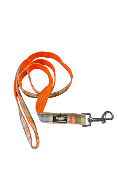 Doglife Orange Plaid Dog Walking Collar 1.5 cm X 120 cm