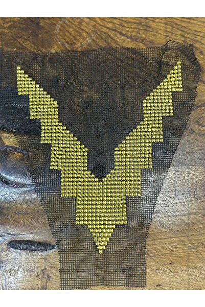 Gönülden Tasarım ACCESORIE DE CUSUT GULER DIN PLASĂ CU BRODATURĂ DE MARGELE GALBEN AURIE 29 CM