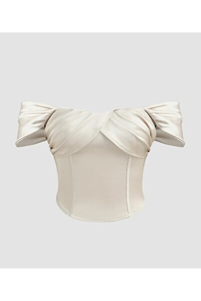 ARDSU Bluză din satin cu corset cu umăr deschis