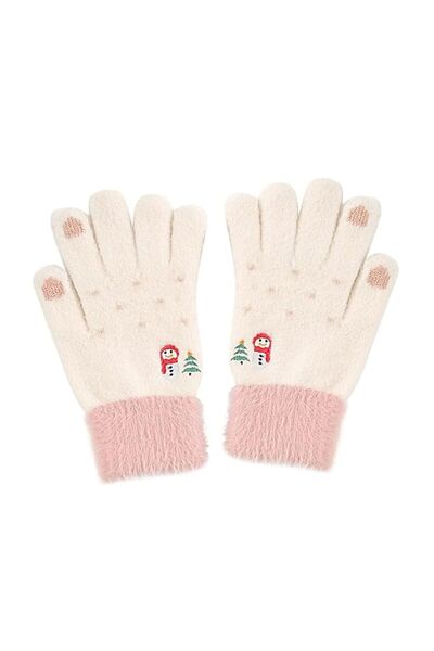 Stef's Cat Women's Gloves, 21cm, White/Pink,