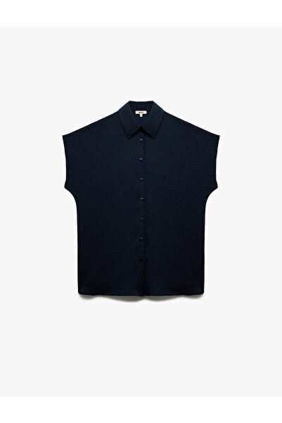 Koton Aerobin Fabric Classic Collar Sleeveless Buttoned Satin Shirt