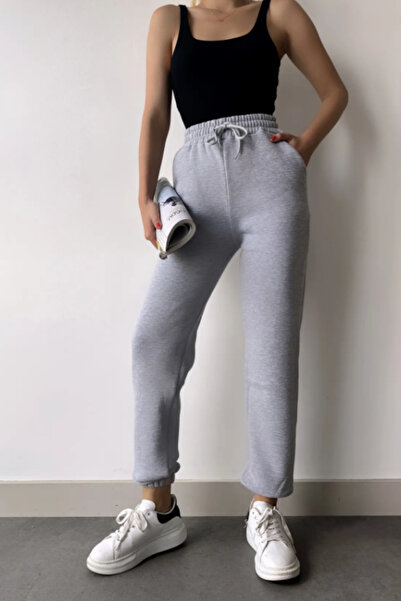 EydaMoon Γυναικείο γκρι χειμερινό παντελόνι με χοντρό βαμβακερό επένδυση, ελα...