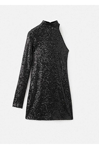 Mango Teen Asimetrik kesimli pullu elbise