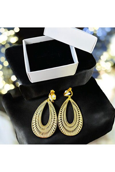 1PARÇAMAVİ 4cm Oval Lace Pattern Clip-On Non-Pierced Ear Cuff