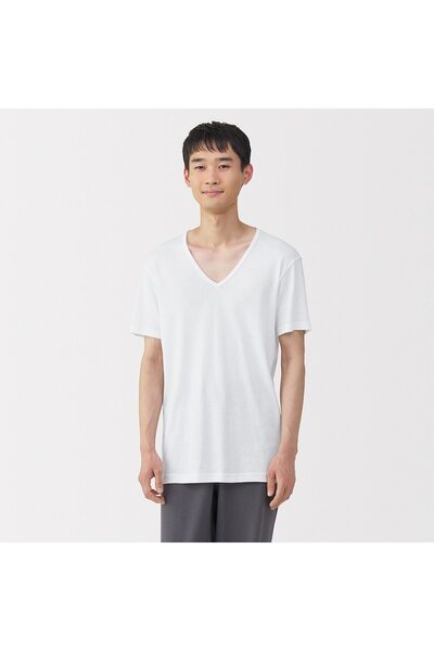 Muji Moisture Wicking Cotton V Neck Short Sleeve T-Shirt