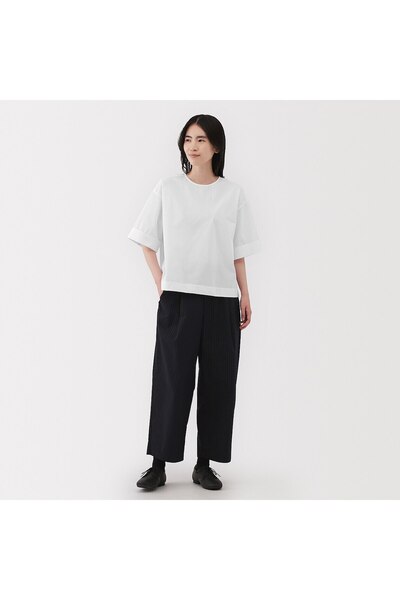Muji Quick Dry Broadcloth 1/2 Sleeve Blouse