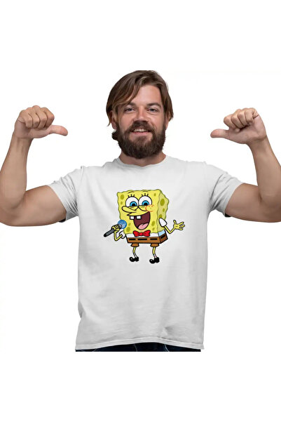 OEM Tricou Barbati Sponge Bob Canta Microfon Desen Animat SpongeBob