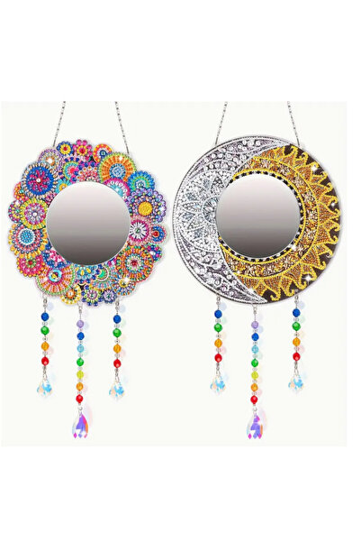 ŞAN ART DESİGN AY GÜNEŞ MANDALA TEMALI 2Lİ 5D ELMAS MOZAİK PUZZLE BOYAMA SETİ...