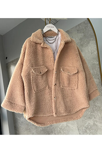 modabetce NŐI BUKLET KABÁT bézs színű