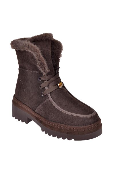 Guja Hakiki Deri Süet Kadın Bot GJ-25K433 KAHVE SÜET