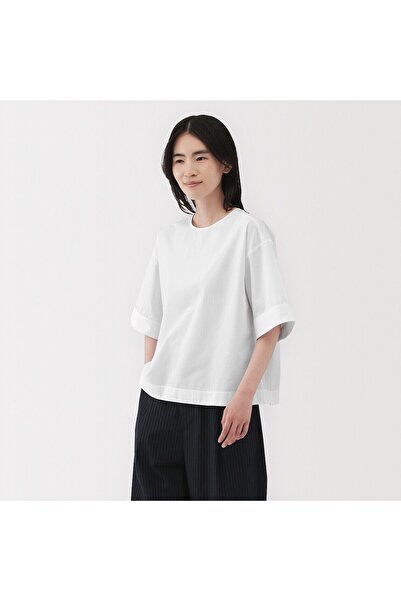 Muji Quick Dry Broadcloth 1/2 Sleeve Blouse