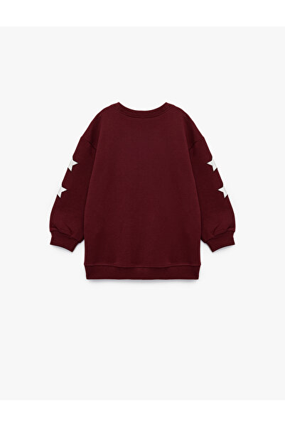 Koton Pamuklu Bisiklet Yaka Şardonlu Pullu Yıldız İşlemeli Sweatshirt