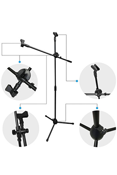 SİLVERROOM Üst Kalite Demir Sahne Boy Mikrofon Standı