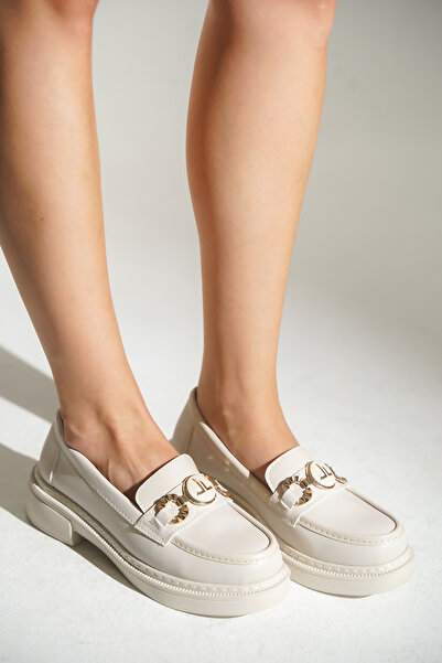 HVZ Exclusive Bej Kadın Loafer Günlük Rahat Ayakkabı , Okul, Kolej Lise Ayakkabısı Makosen