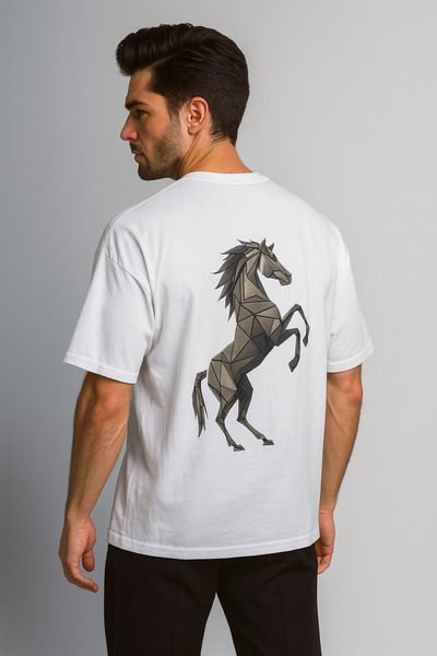 KOZİA OUTDOORS Tricou basic unisex supradimensionat alb cu imprimeu Kozia