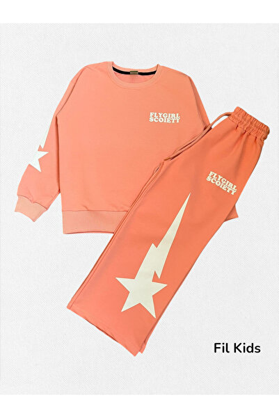 Fil Kids Σετ φόρμας για κορίτσια από 100% βαμβάκι με μακρυμάνικο μοτίβο με ασ...