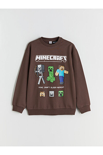 LC Waikiki Crew Neck Minecraft Printed Sweatshirt for Boys