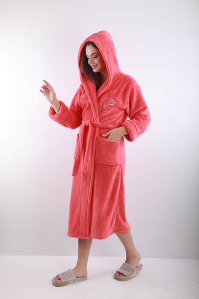 Wild Love 100% Bamboo Women's Hooded Embroidered Dressing Gown / Bathrobe