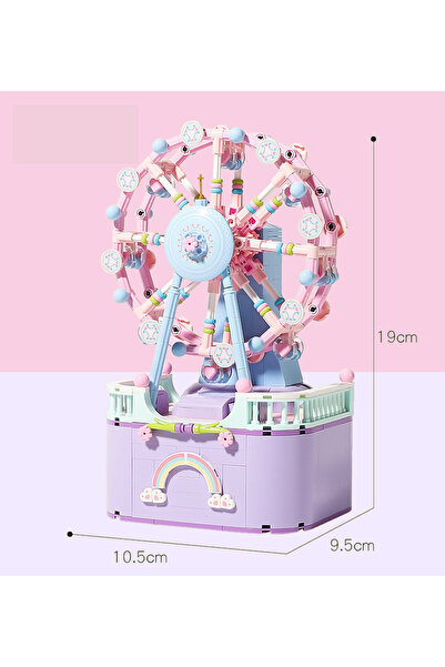 Buldug Pastel Dönme Dolap Müzik Kutulu Kurmalı Mini Blok Seti 710 Parça