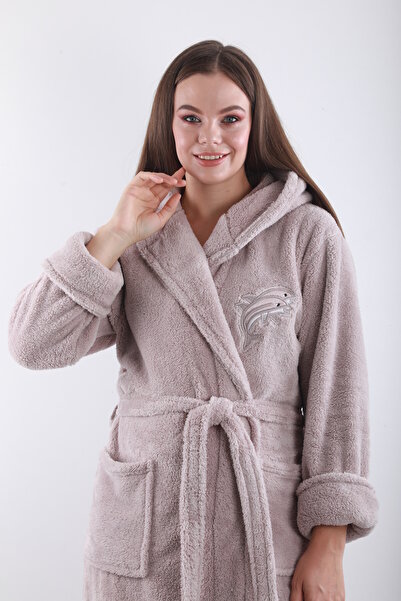 Wild Love 100% Bamboo Women's Hooded Embroidered Dressing Gown / Bathrobe