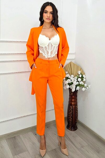 FashionForYou GRAZYA business suit, drawstring jacket and tapered pants, Orange