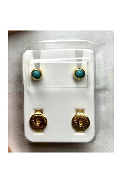 Caflon أقراط طبية ذهبية بحجر الفيروز