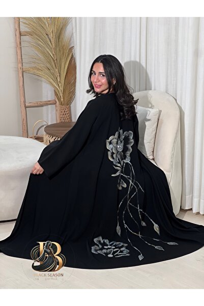 Black Season عباية ريفاج بتصميم نص كلوش أضيف عليها طباعة + شك من الخلف | من ب...