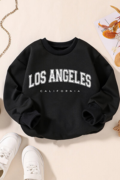 MYADA Los Angeles Baskılı 3 İplik Premium Bisiklet Yaka Sweatshirt 24522